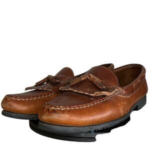 Mens Allen Edmonds Nashua Leather Kiltie Tasseled Loafer Shoes Size 13B Brown